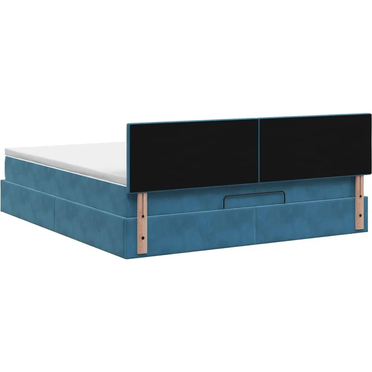vidaXL Ottoman-Bett mit Matratze und LED Dunkelblau 140 x 200 cm Samt 3457219 – Bild 10