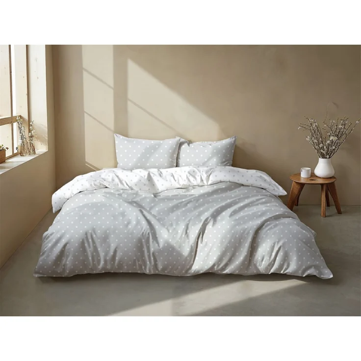 Zo! Home Cotton Bettwäsche 155x220 Punta di Cotone Stone Grey Punkte silber – Bild 3