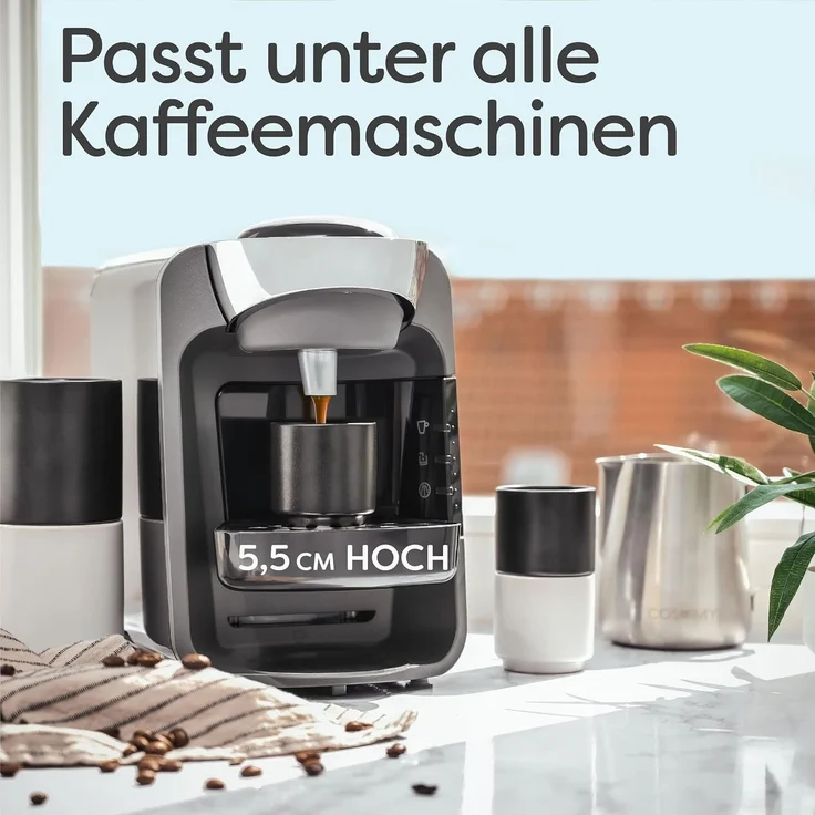 Cosumy Espressotasse Espressotassen Schwarz 4er Set aus Keramik - Stapelbares Design, 4-tlg, Keramik, 70ml – Bild 2