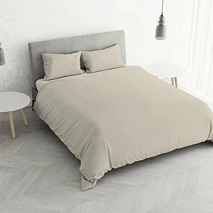 Italian Bed Linen CP-ST-2P Satin Stripes Bettbezug, Doppelte, Turteltaube, Polyester – Bild 2