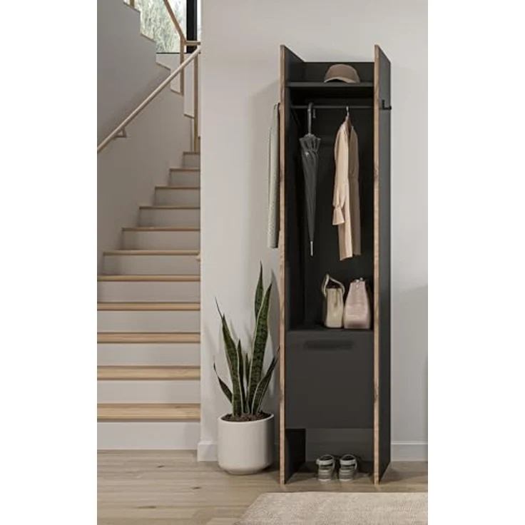 Garderobenschrank >Bueno< in Basalt - 42x189x37cm (BxHxT) – Bild 6