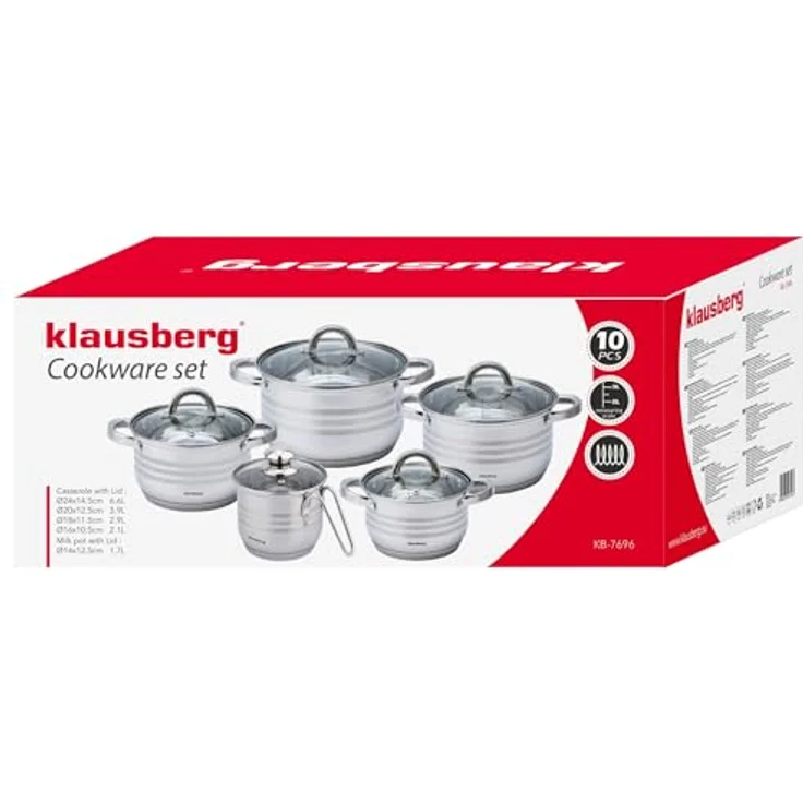 Klausberg Klausberg Stahltöpfe 10 Elemente 1,7l, 2,1l, 2,9l, 3,9l, 6,6l KB7696 – Bild 8