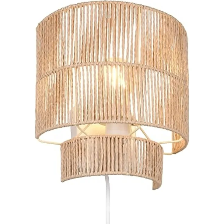 Wandleuchte SATNA aus Papiergarn mit Stecker und Schalter, Höhe 24cm