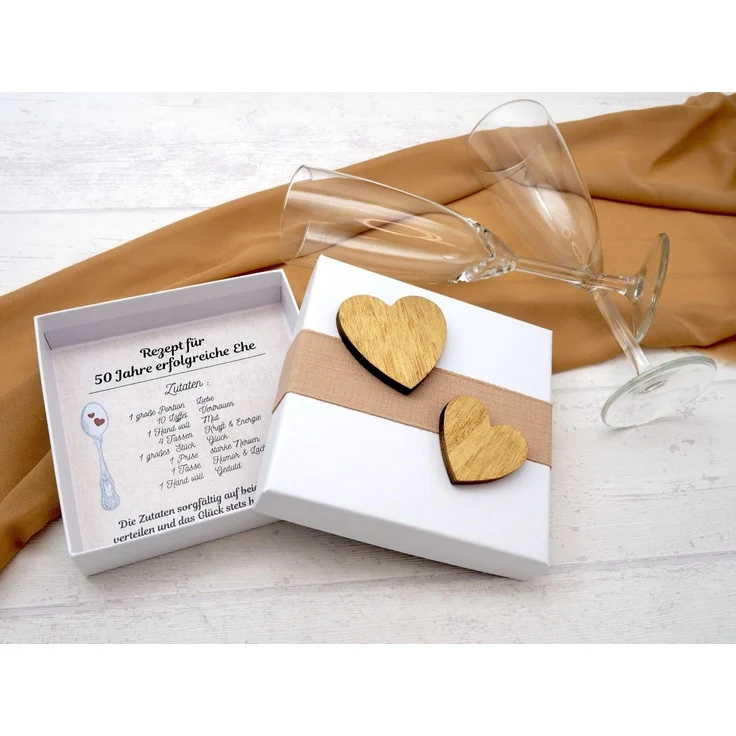 ZauberDeko Geschenkbox Geldgeschenk Verpackung Gold Hochzeit Geschenk Rezept für 50 Jahre Ehe – Bild 4