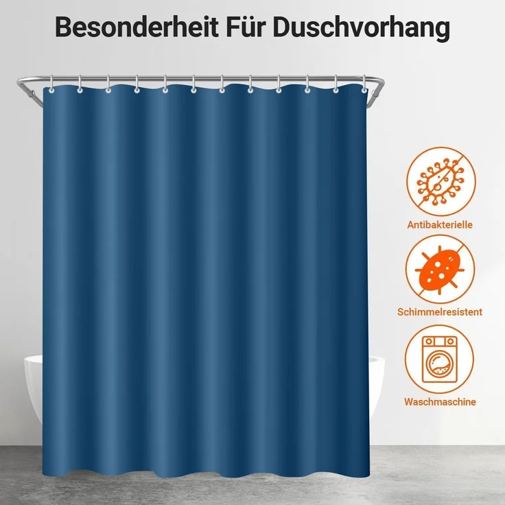 Duschvorhang Polyester Waschbar Dunkelblau 200 x 240 cm – Bild 7