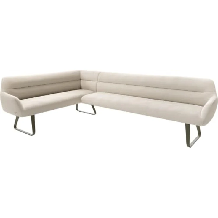 Esszimmerbank Taya-Flex 285x190 cm Bouclé Creme-Weiß Kufengestell flach Effektfinish Titan Taschenfederkern Rechts – Bild 1