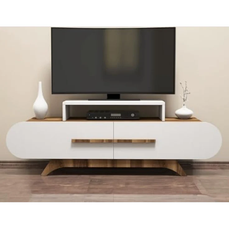 Calicosy TV-Möbel, Apfelbaum, Lowboard aus Holzwerkstoff mit 3 Regalen, 36.8x49.8x145 cm, FSC-zertifiziert – Bild 2