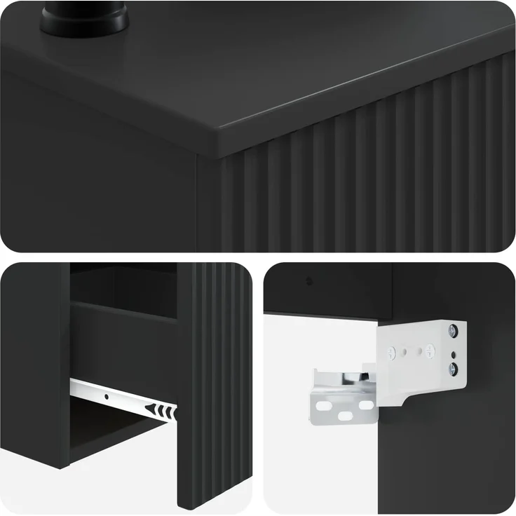 vidaXL Badezimmerschrank-Set 3 stk. Schwarz 130 x 41 x 80 cm 3405598 – Bild 9