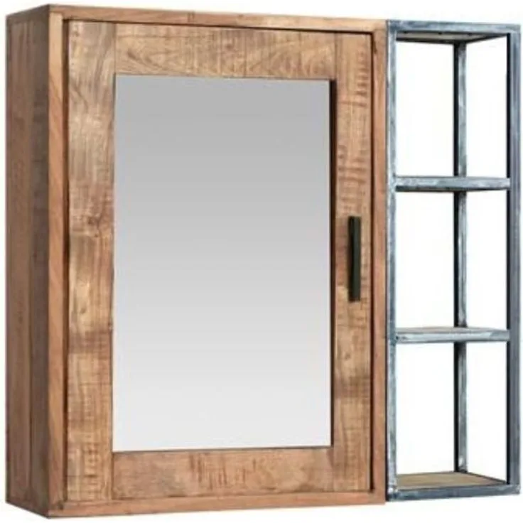 WOLF MÖBEL Wandspiegel SPRING Bad Spiegelschrank mit 3 seitlichen Ablagen (65x15x60)