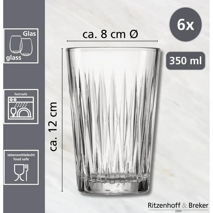 Ritzenhoff & Breker Nobel Longdrinkglas 350 ml 6er Set – Bild 3