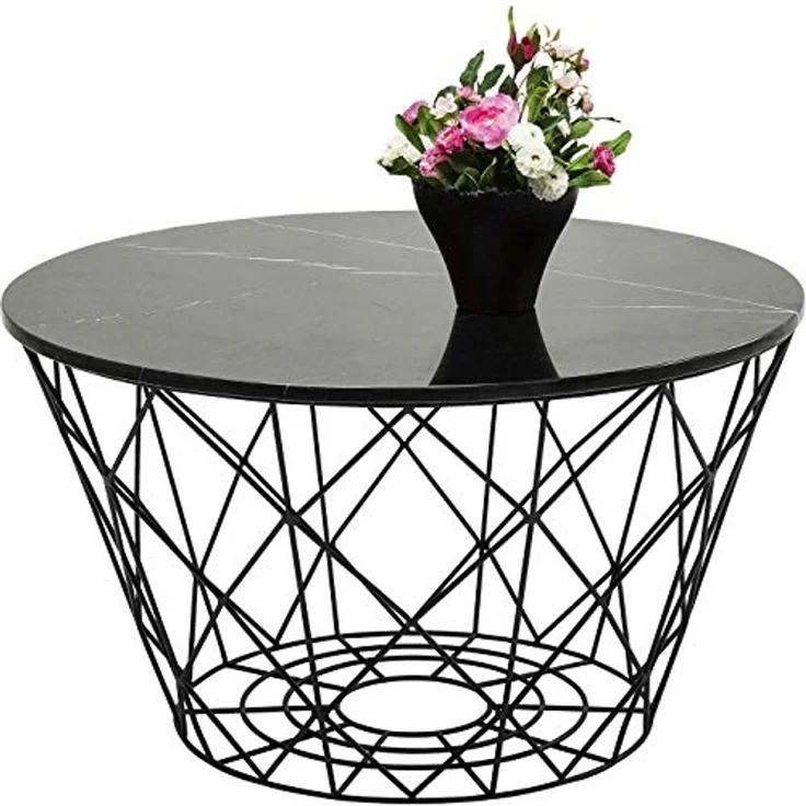 Kare Design East Cost (3/Set), Schwarz/Weiß/Grün, Wohnzimmertisch, Beistelltisch, Stahl Gestell, Marmor Tischplatte, 46 x 80 x 80 cm (H/B/T) – Bild 7