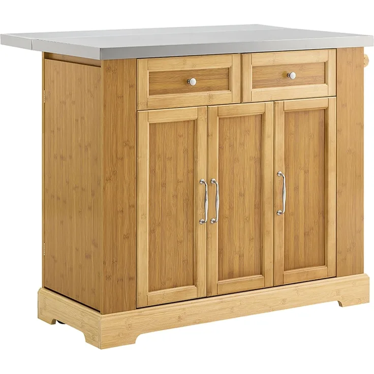 SoBuy FKW130-N Kücheninsel, Spanplatte, Melamin, Bambus, 107 x 92,5 x 43 cm