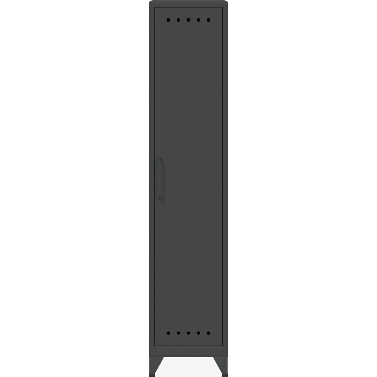 Bisley Fern Locker Garderobenschrank mit drei festen Fachböden, aus hochwertigem, nachhaltigem Stahl hergestellt, 16 mm große Design Lüftungslöcher auf allen Türen, moderner und industrieller Flair, mit integrierten Füßen, H 1800 x B 380 x T 510 mm, Fa...