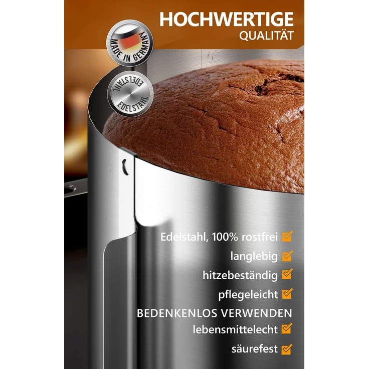 Aurelia Home Tortenring verstellbar aus Edelstahl – 20 cm hoch, Ø 16–30 cm – Bild 4