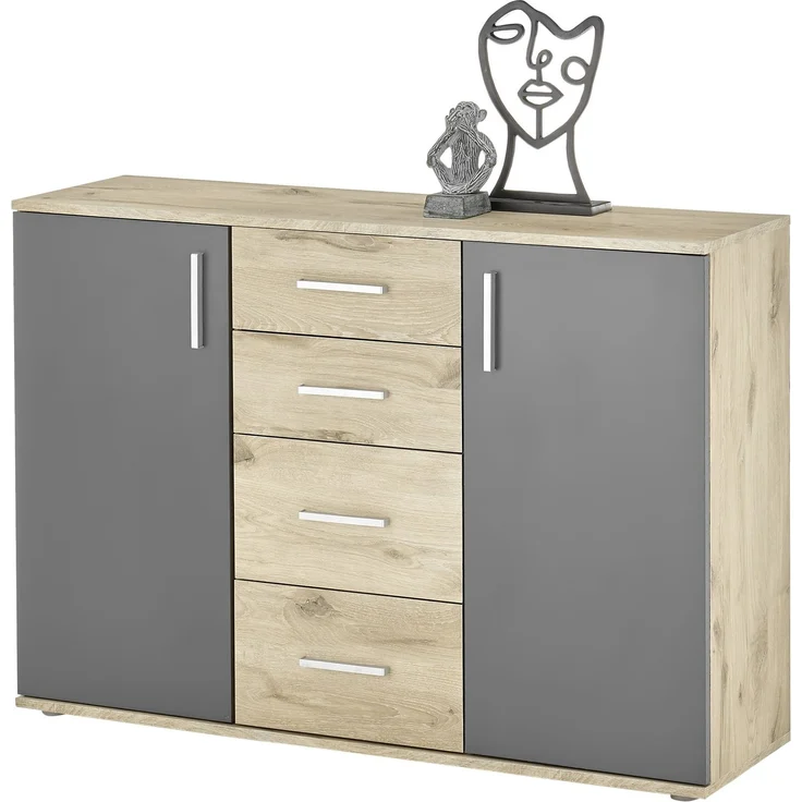 Kommode >BC 1040< in Grau matt - 120x84x35 (BxHxT) – Bild 1