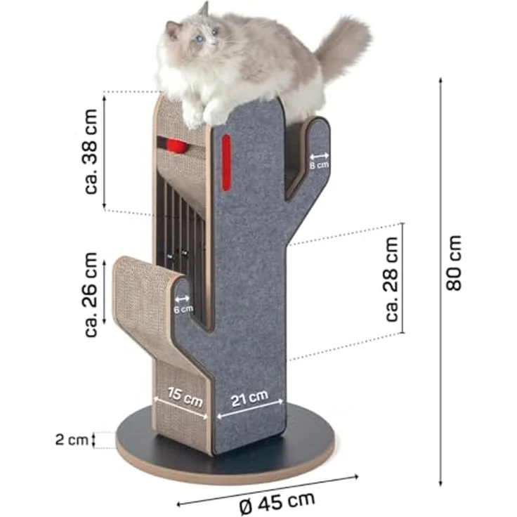 Canadian Cat Company Kratzbrett Kratzmöbel Kaktus, Kratzsäule, Kratzstamm, 45 x 45 x 80 cm – Bild 3