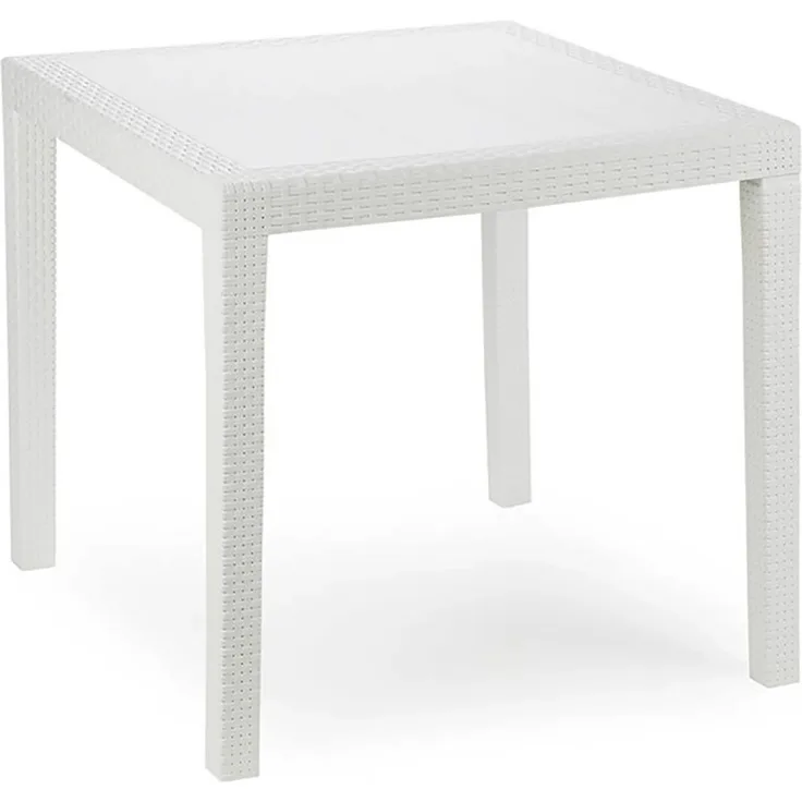 Gartentisch King Eckig Weiß 79 x 79 x 72 cm Rattan-Optik