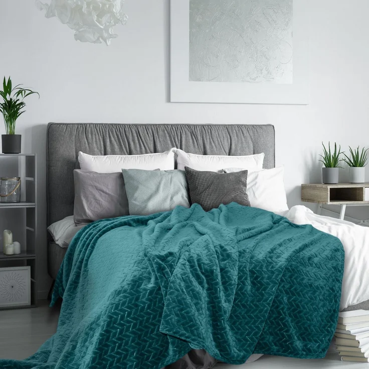 Wohndecke Kuscheldecke Decke MICROFASER Sofadecke Tagesdecke CINDY 220x200 cm dunkeltürkis – Bild 3