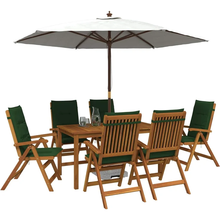 vidaXL 7-teiliges Garten Essset 6-Sitzer Grün Massivholz Akazie 3434565 – Bild 3