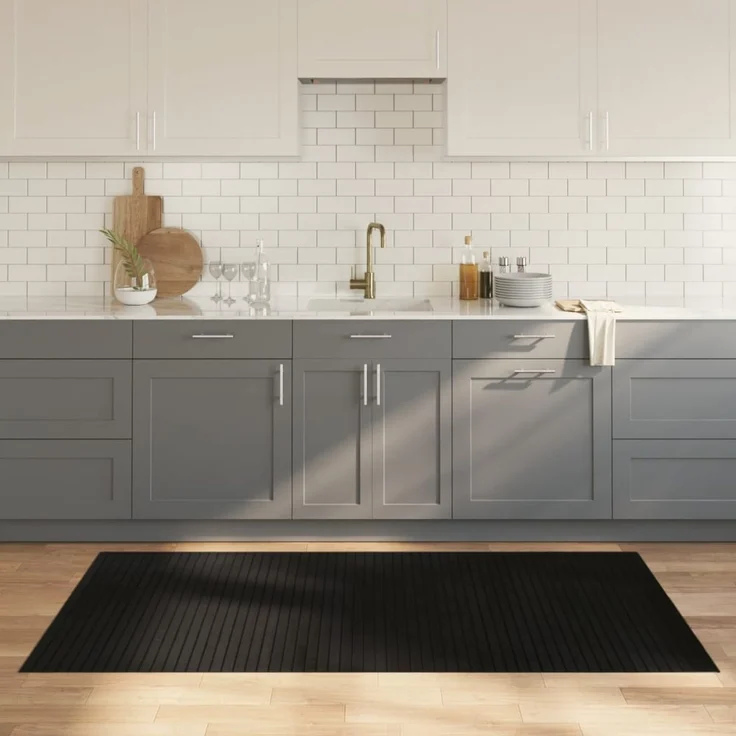 vidaXL Teppich Rechteckig Schwarz 100x200 cm Bambus 376804 – Bild 1