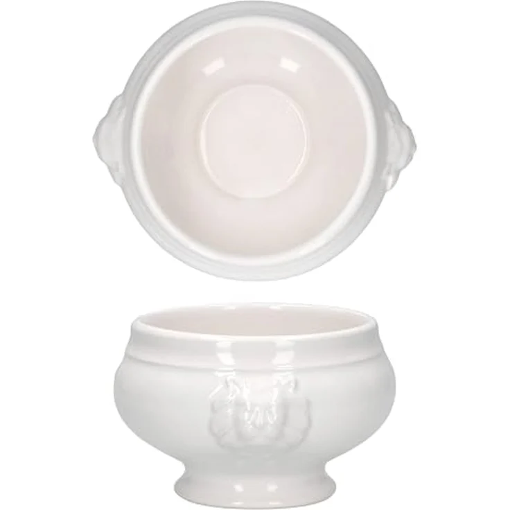 MamboCat Suppenschüssel 7tlg Set LEO Löwenkopf-Terrine mit & ohne Deckel 2L 0,25L weiß, Steingut – Bild 5