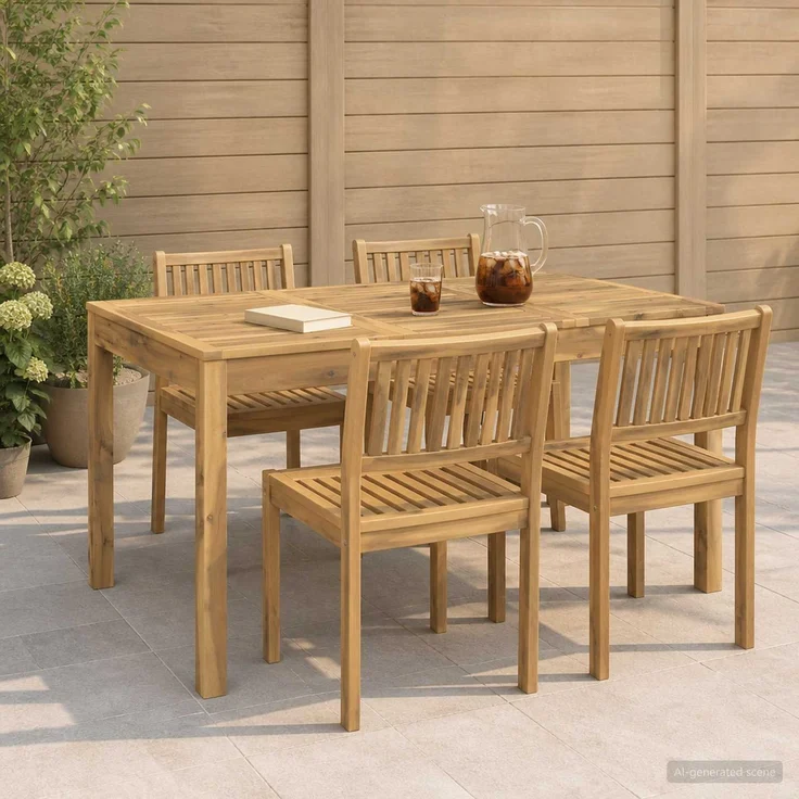 vidaXL Gartentisch LAREN Weiß gewaschen 141 x 80,5 x 75 cm 901714 – Bild 1