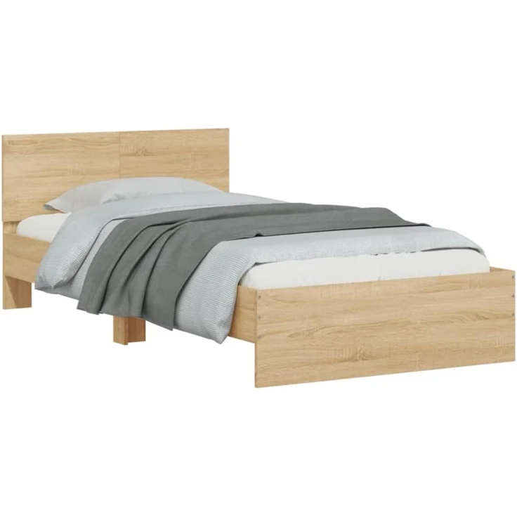 vidaXL Bettgestell, ohne Matratze, mit Kopfteil, Sonoma-Eiche 100x200 cm – Bild 4