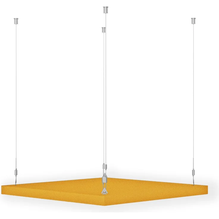 Rheinland Möbel FocusWall DAQ0707 – Quadratischer Akustik-Deckenabsorber 70×70 cm in Stofffarbe Solano inkl. Chrom-Stahlseilen - Made in Germany - Klasse A, Stoffbezug, schwer entflammbar – Bild 3