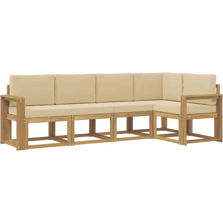 vidaXL Outdoor-Sofagarnitur 5 stk. 5-Sitzer Weiß und Beige 3387637 – Bild 2