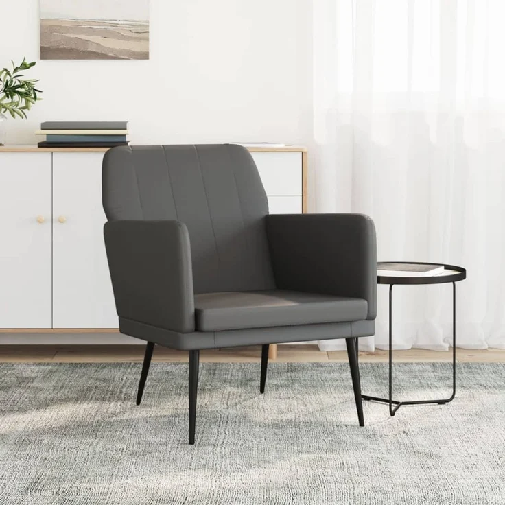 Sessel wohnzimmer, Relaxsessel Grau 61x78x80 cm Kunstleder – Bild 1