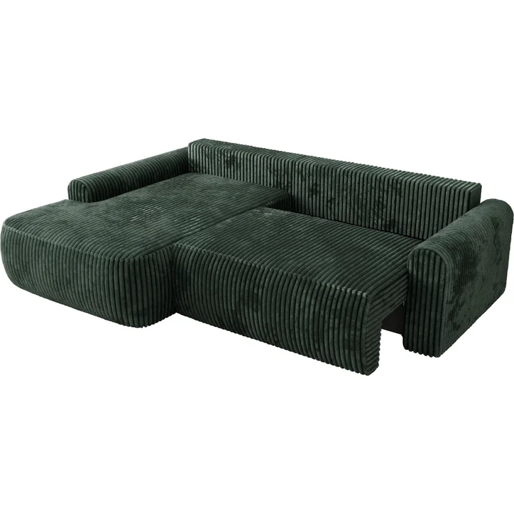 Ecksofa, L-förmiges, lose Kissen, DL-Schlaffunktion, (H 100 x T 187 x B 273 cm) - CUBO L - Cord Grün - linke Seite – Bild 5