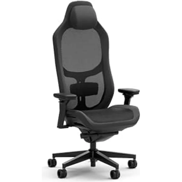Fractal Design Refine Mesh Dark Gaming Chair - Ergonomic Office Desk Chair with 4D Adjustable Armrests, High-Back Support, Lumbar Cushion, and Breathable Mesh