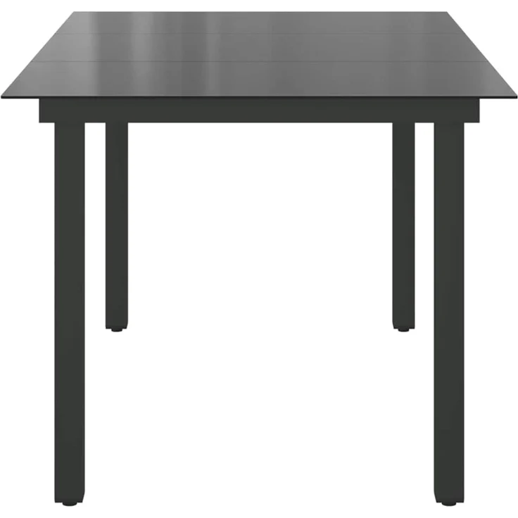 Gartentisch, Beistelltisch, Balkontisch Schwarz 150x90x74 cm Aluminium und Glas – Bild 6