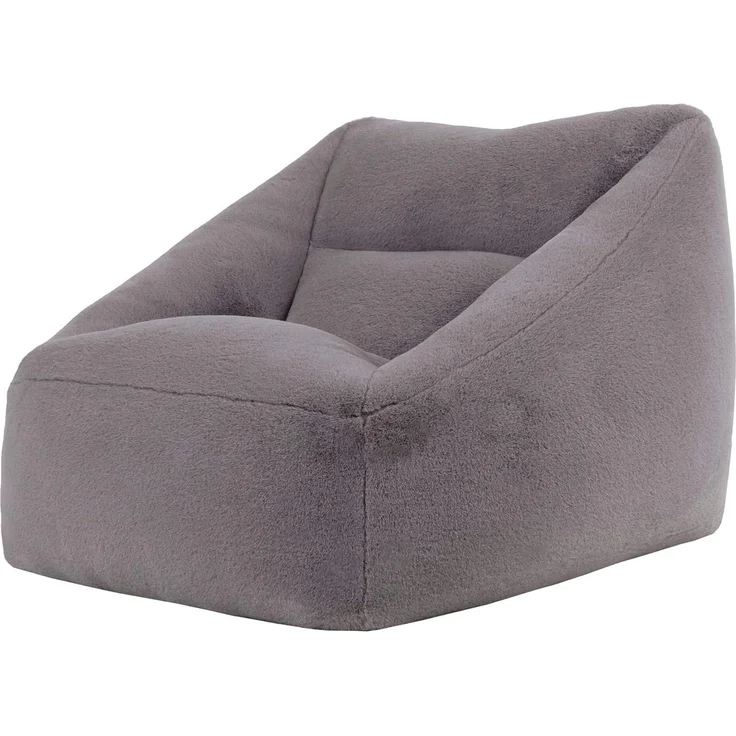 Icon Natalia Sitzsack Sessel für Erwachsene, Grau, Flauschiger Kaninchen Kunstfell Stoff, Riesen Sitzsack mit Füllung, Bean Bag Chair, Bequemer Sessel Wohnzimmer, Lounge, Schlafzimmer, Büro