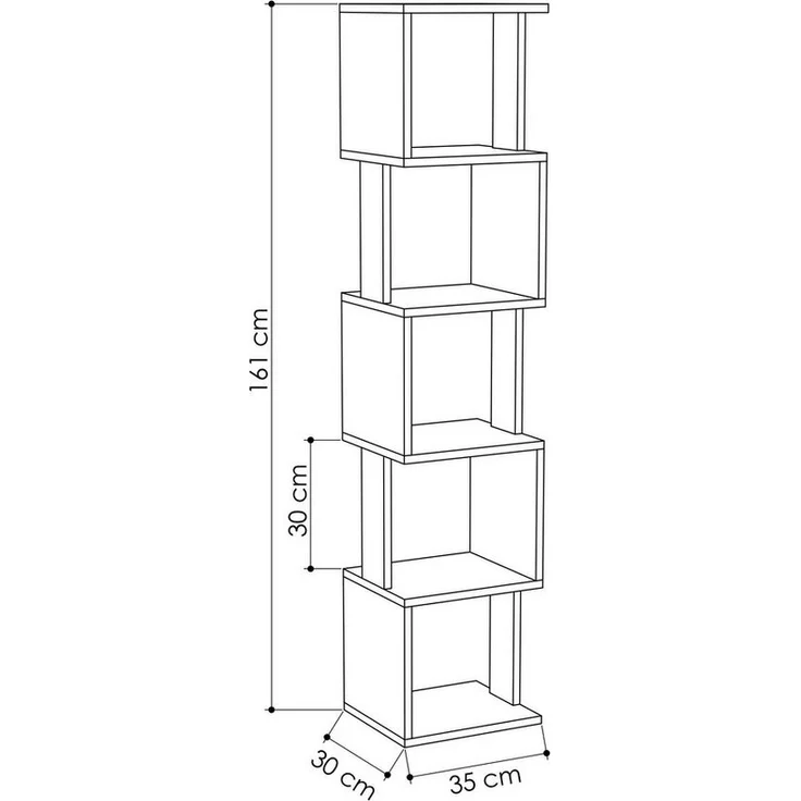 Decortie Bücherregal Piri, Modernes Bücherregal Display Unit, 35 x 30 x 161 cm – Bild 3