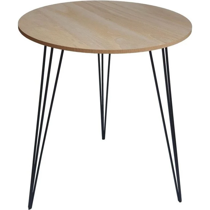 Meinposten Beistelltisch Couchtisch rund Holz Metall Tisch Nachttisch Holztisch Blumenhocker (1-St), Durchmesser: 40 cm Höhe: 45 cm Stärke der Holzplatte: 1 cm