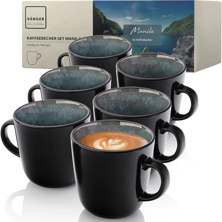 SÄNGER Kaffeebecher Set Manila - 6 teilig aus Steingut – Bild 1