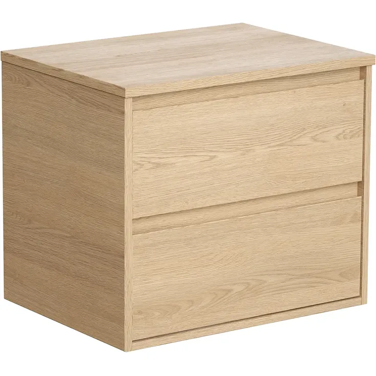 Vente-unique - Waschbeckenunterschrank hängend mit Platte - 60 cm - Eichenholzfurnier - MILIPAM