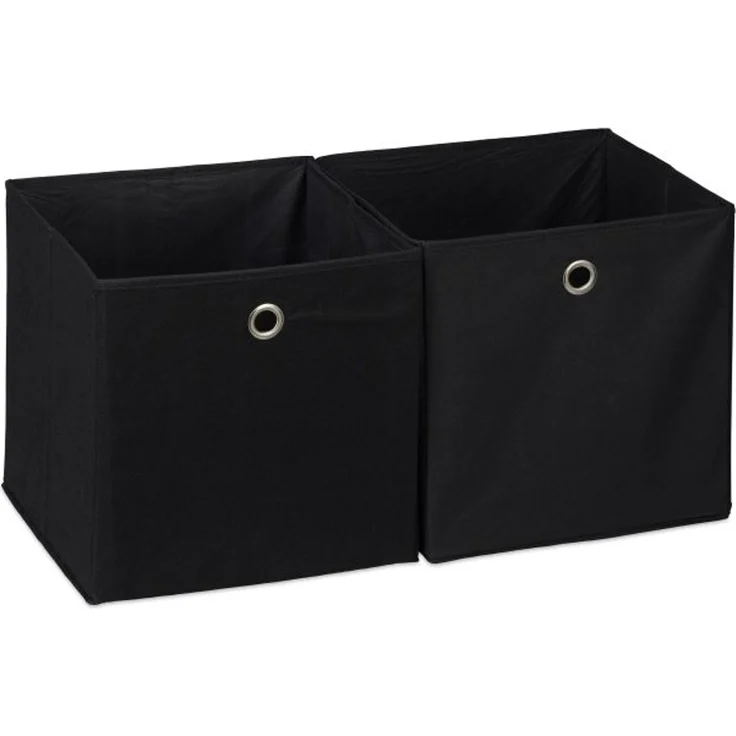Relaxdays 4 x Aufbewahrungsbox Stoff schwarz – Bild 1