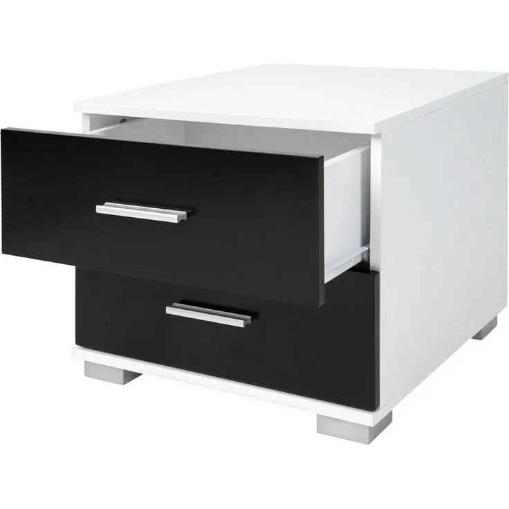 VENDOMNIA Nachttisch Nachtschrank 2er Set - 40x40x35 cm (Farbwahl, Nachtkommode, Ablagetisch, Schlafzimmer Nachtkommode für Boxspringbett), Griffe aus Metall - MDF - 2 Schubladen