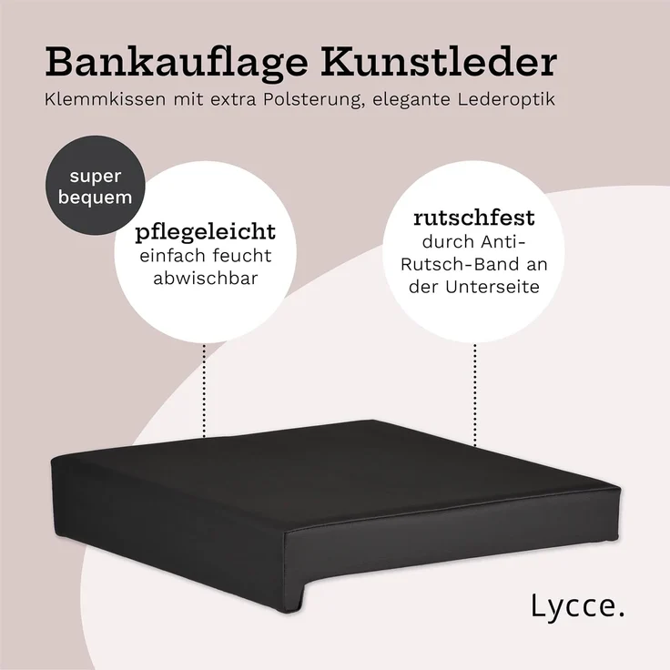 Lycce Bankauflage Lycce Bankauflage Kunstleder Klemmkissen 1 Leiste, weiche Polsterung, (1 St), Kunstleder (100.000 Scheuertouren), extra hohe Polsterung – Bild 3