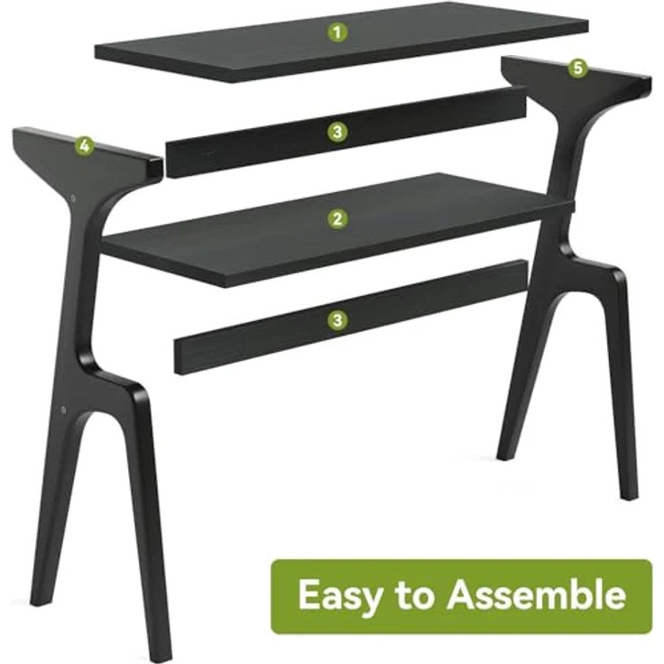LITTLE TREE Konsolentisch Holz, 2er Set, schmaler Sofatisch mit 2 Ablagen, 30 x 70 x 67 cm, Flurtisch für Flur, Wohnzimmer, Eingang, Schwarz – Bild 7