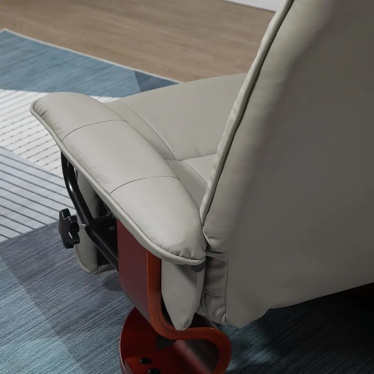 HOMCOM Relaxsessel Drehbar Fernsehsessel mit Liegefunktion, TV Sessel mit Holzbeine (Liegesessel, 1-St, Fernsehsessel), für Wohnzimmer, Büro, Grau – Bild 8