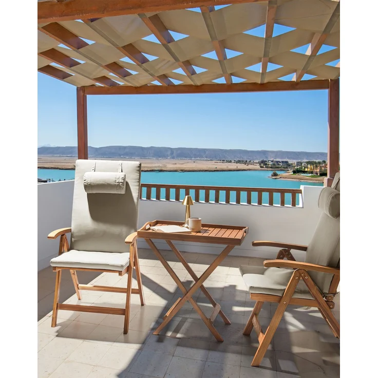 Set mit 2 Stühlen und Sitzkissen JAVA PREMIUM Akazienholz Taupe – Bild 3