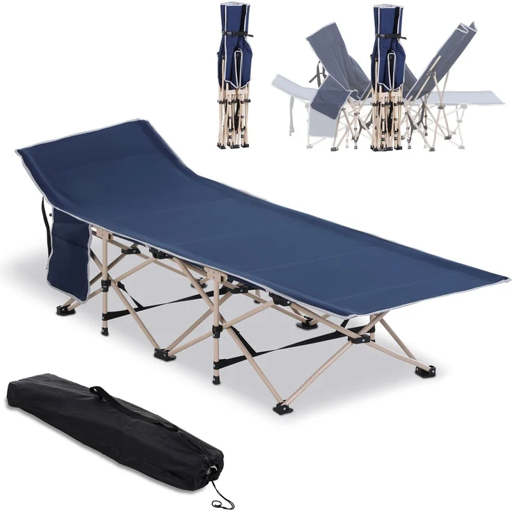 Feldbett mit Oxford-Bezug, klappbar mit Tragetasche, 190x68x52 cm, Blau – Bild 2