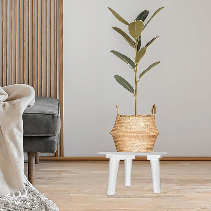 Spetebo Blumenhocker aus Holz rund 25 cm Holz Pflanzenhocker mit 3 Füßen (Artikel, 1 St, Stück), stabiler Stand auf 3 Füßen – Bild 6