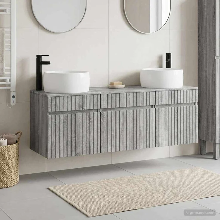 vidaXL Badezimmerschrank-Set 3 stk. Grau Sonoma 157 x 44,5 x 80 cm 3405773 – Bild 1