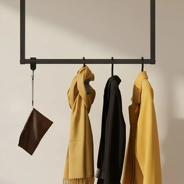 HOME DELUXE Garderobenleiste aus Metall inkl. Kleiderbügel und S-Haken SWAY Schwarz – Bild 3