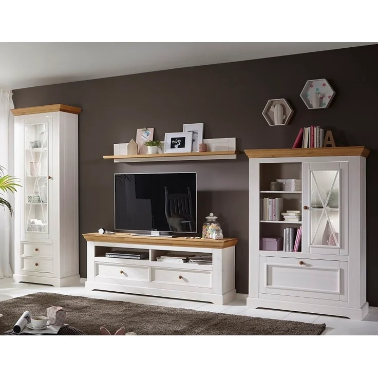 Eckanrichte 104cm "Zürich" Kiefer massiv weiß WZ-0133 – Bild 4