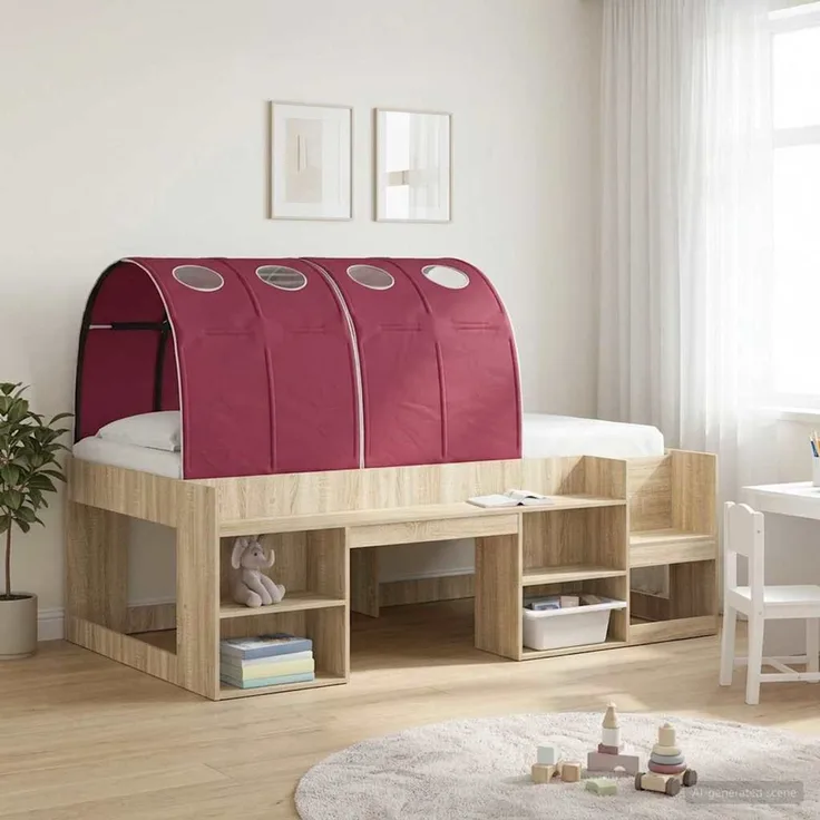 vidaXL Bettunnel 2 pcs Rot 211 x 67,5 x 2 cm Polyester 893712